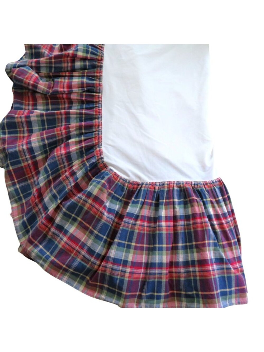 Vintage Ralph Lauren Bedskirt Garrison Plaid WESTERN KING Dust Ruffle 15" Drop